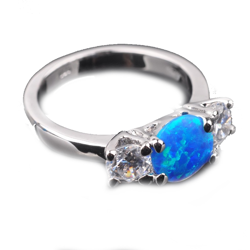 Silver FILLED RING BLUE Fire Opal  - 2