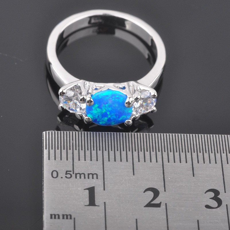 Silver FILLED RING BLUE Fire Opal  - 3