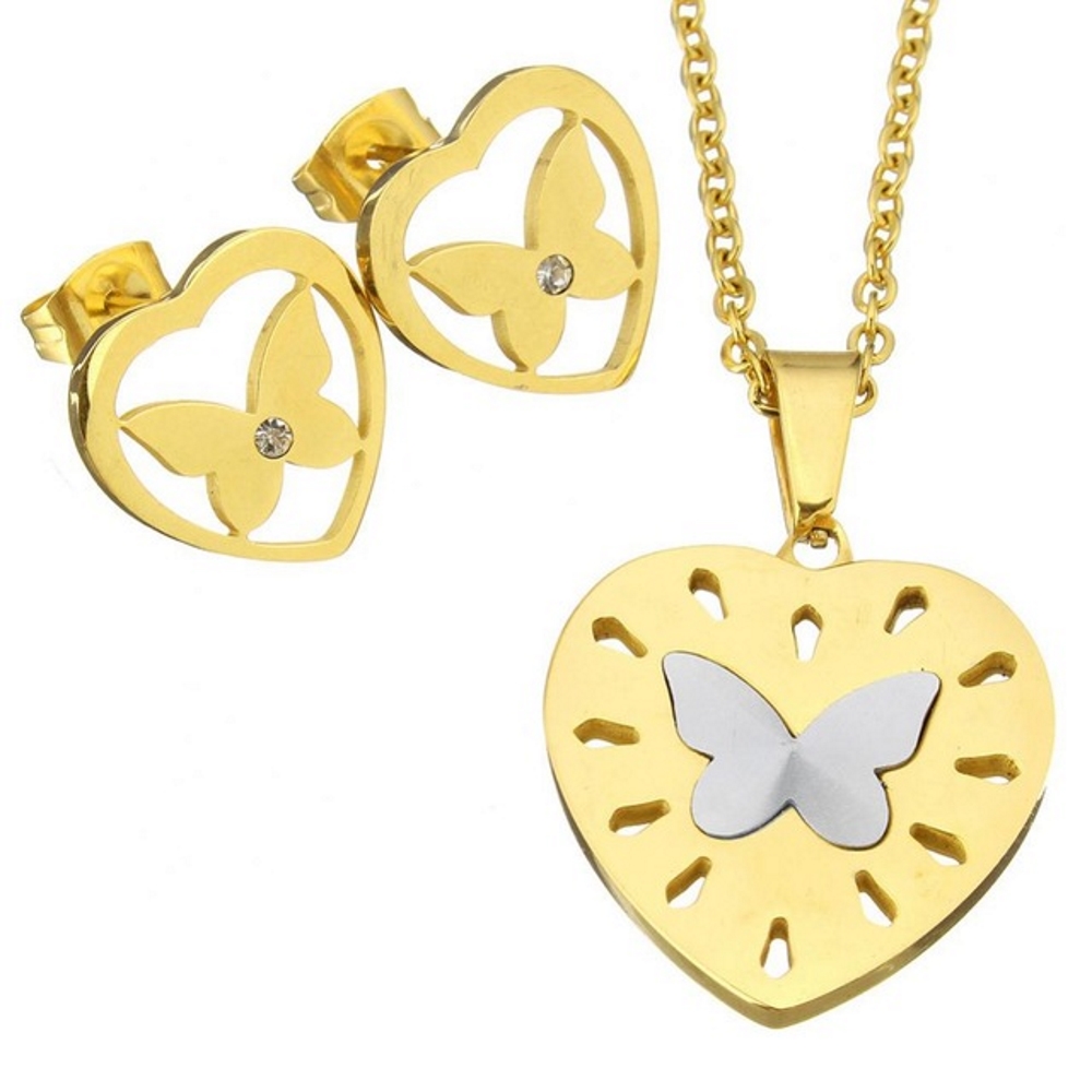 Stainless Steel Pendant necklace  & Pair of Earrings (SET)