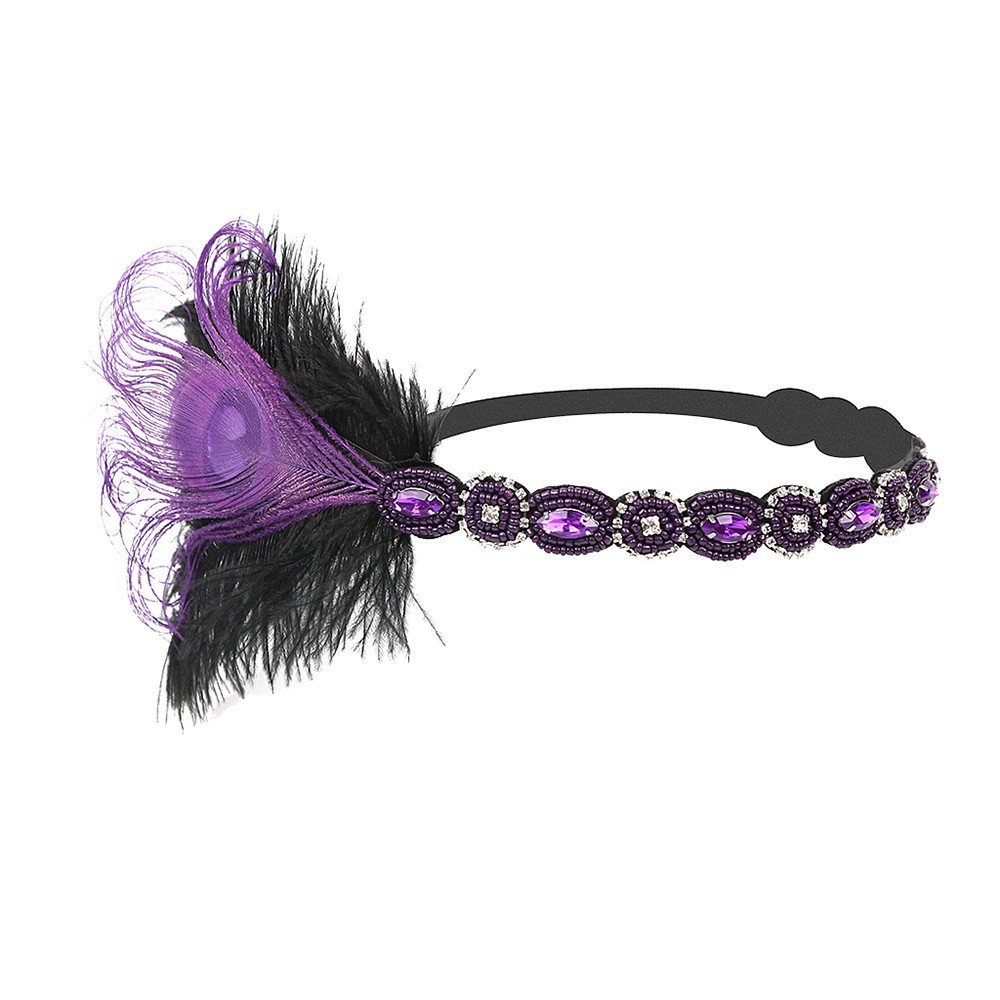 Great Gatsby 1920 Vintage diadem hårband Fjäder - 4