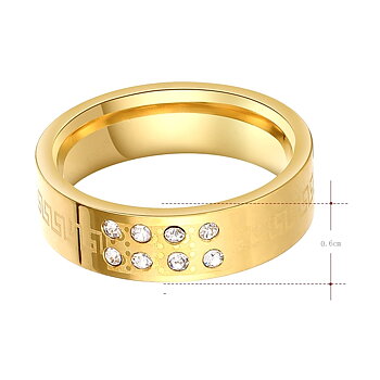 Stainless Steel Ring gold plated CZ