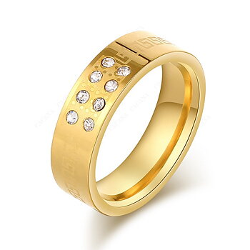 Stainless Steel Ring gold plated CZ