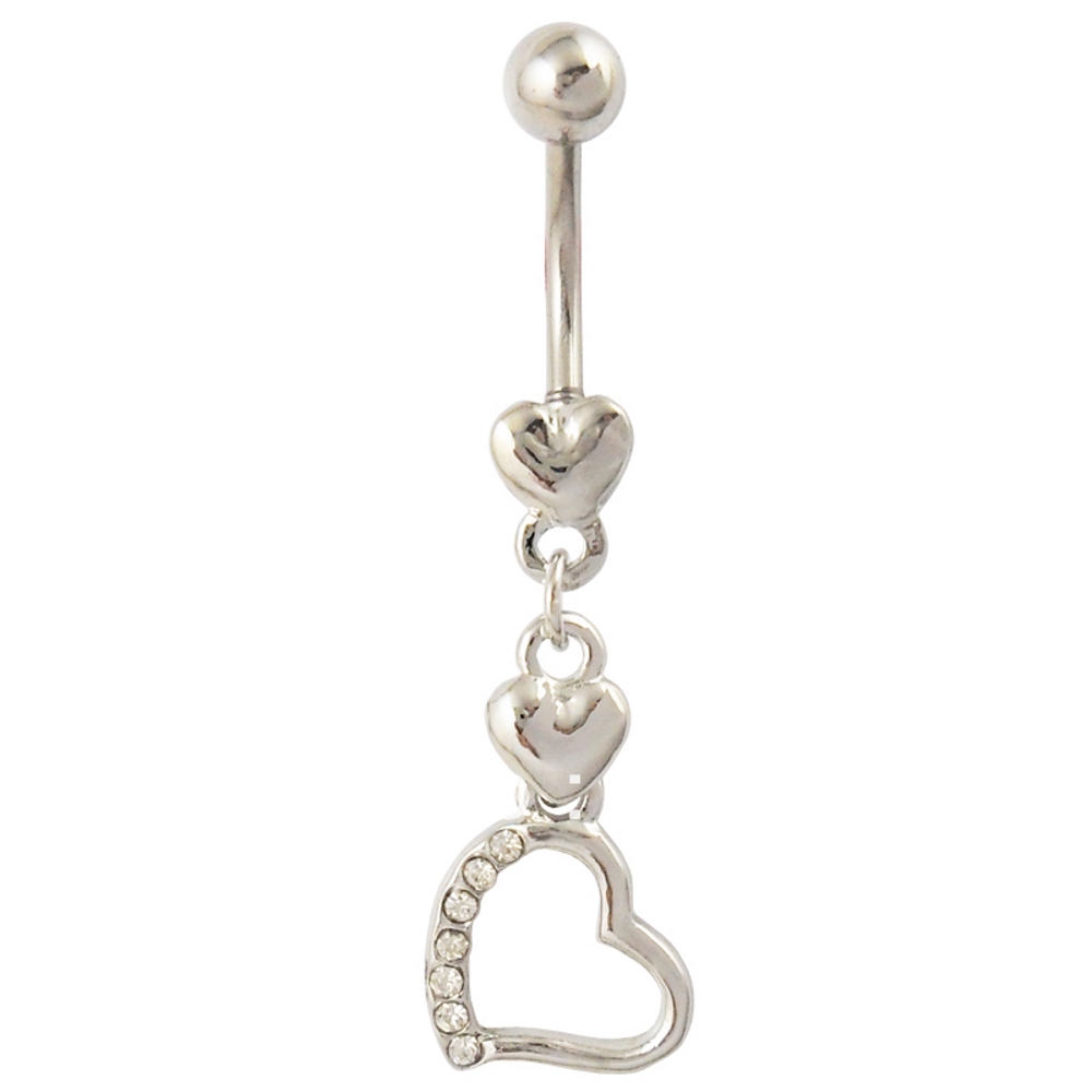 Navel Belly Button Ring Body Piercing GOLD/SILVER Heart  - 3