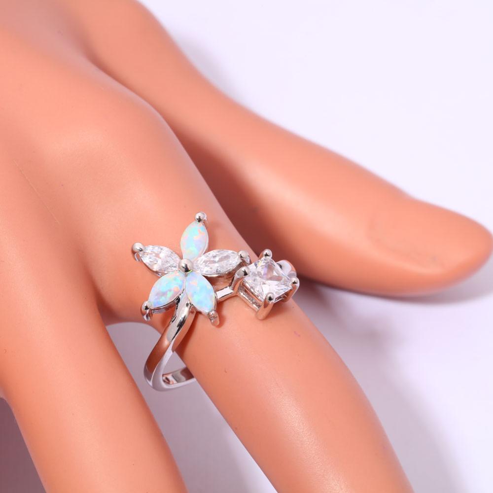 Silver FILLED RING WHITE Fire Opal  - 3