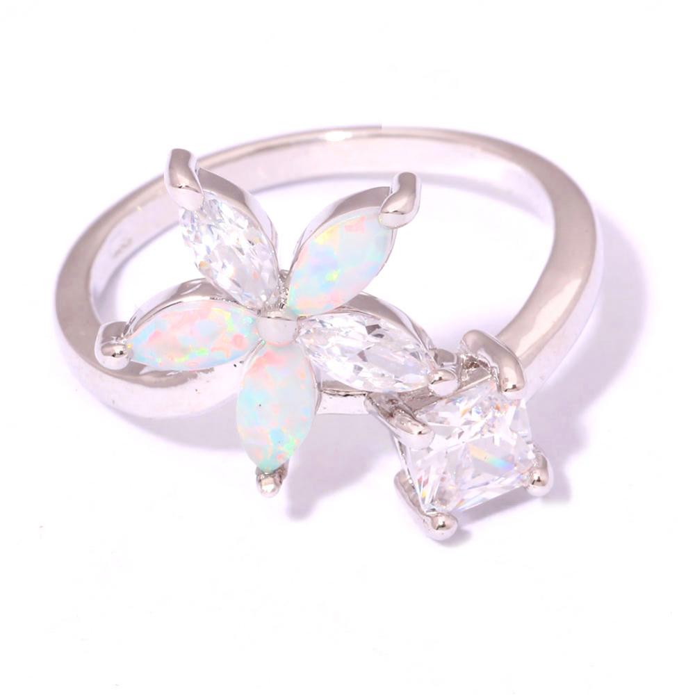 Silver FILLED RING WHITE Fire Opal  - 2