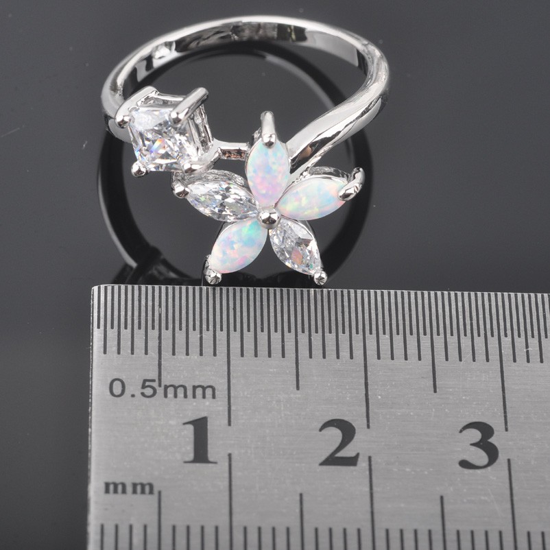 Silver FILLED RING WHITE Fire Opal  - 7