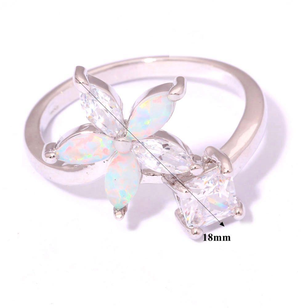 Silver FILLED RING WHITE Fire Opal  - 5