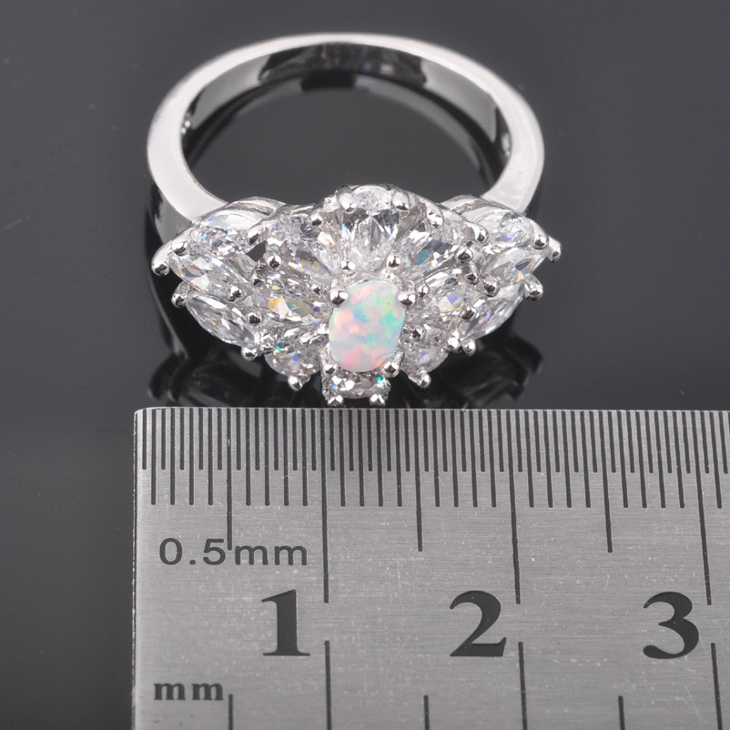 Silver FILLED RING WHITE Fire Opal  - 3