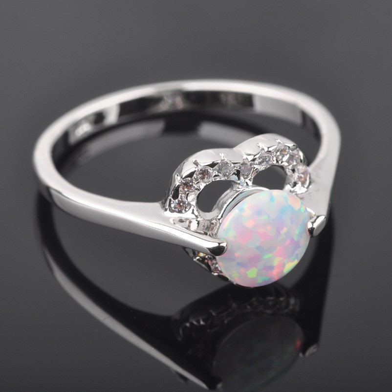Silver FILLED RING WHITE Fire Opal  - 2