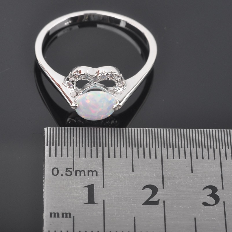 Silver FILLED RING WHITE Fire Opal  - 4