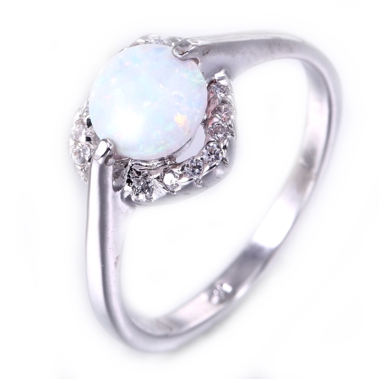 Silver FILLED RING WHITE Fire Opal  - 3