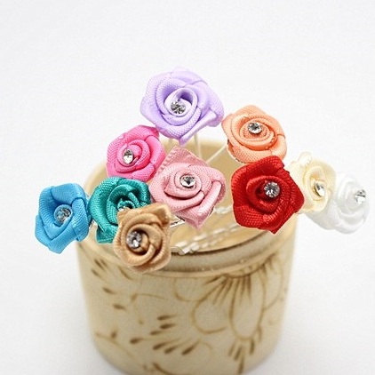 Wedding Bridal Brides ROSE Hair Pins WHITE