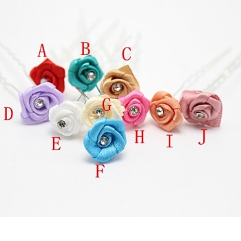 Wedding Bridal Brides ROSE Hair Pins WHITE - 2