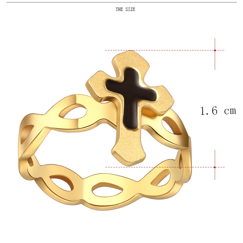 Rostfritt stål ring Kors - 2
