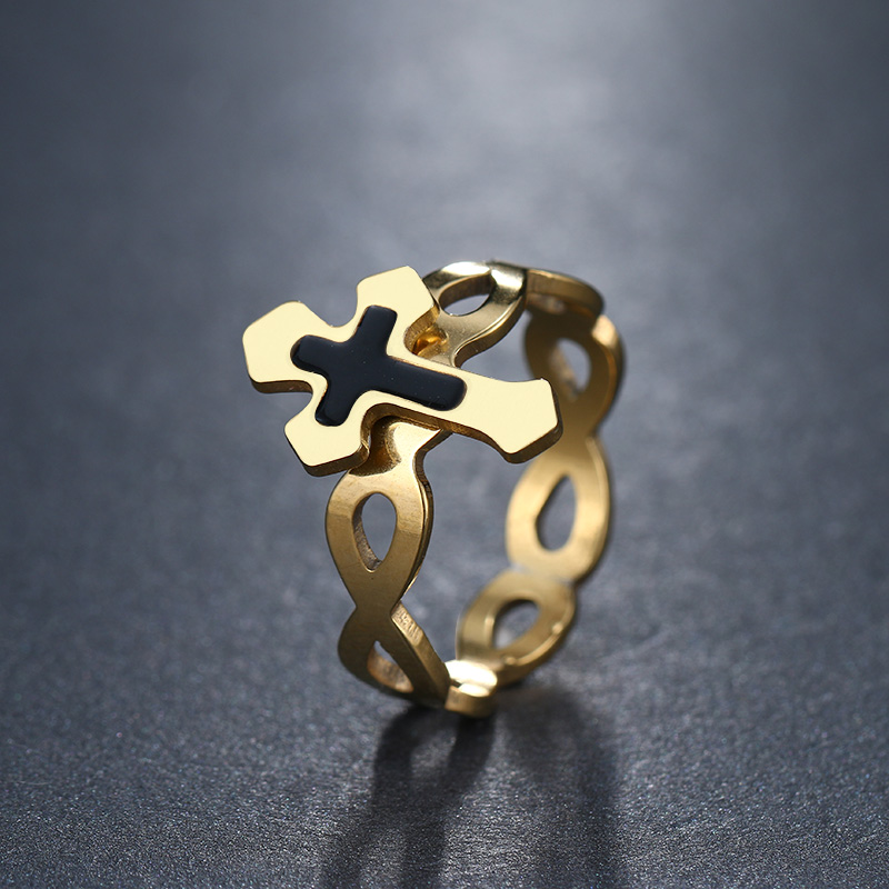 Rostfritt stål ring Kors - 3