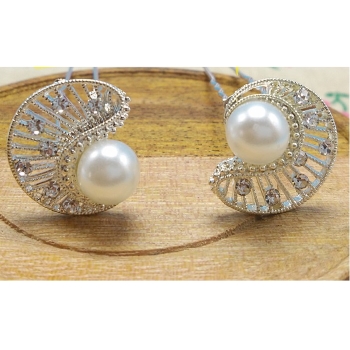  Ladies Beautiful Wedding Bridal Crystal Rhinestone Pearl moon Hair Pin Clips Hair Accessories - 2