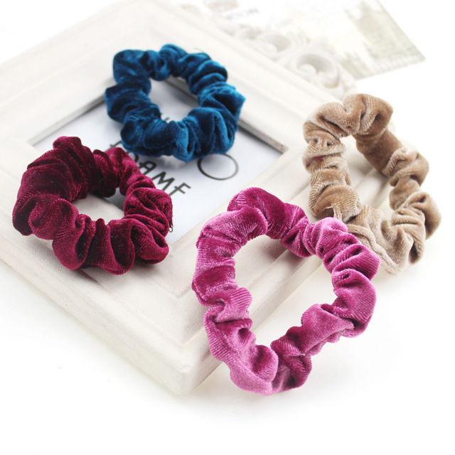 Sammet velour elastiska hårband  - 3