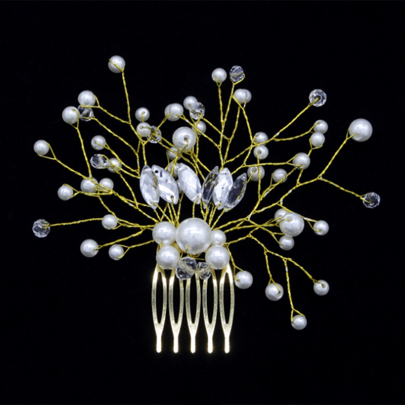 Bridal Pearl Flower Crystal Hair Pin - 6