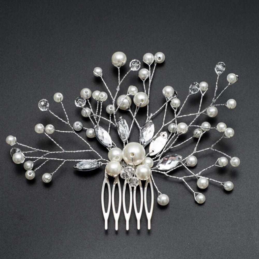 Bridal Pearl Flower Crystal Hair Pin - 8