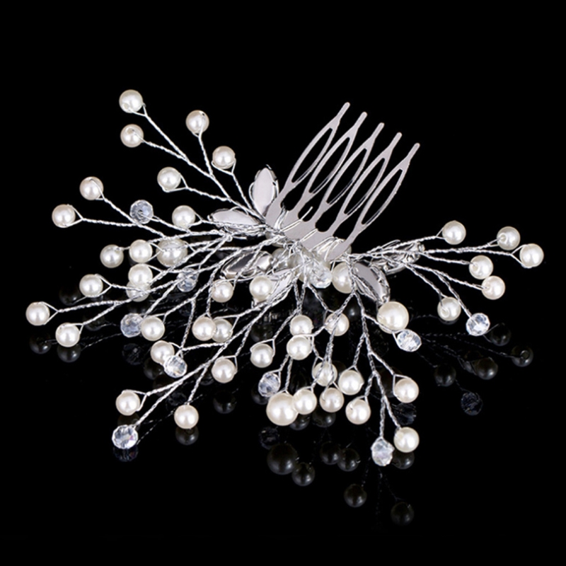 Bridal Pearl Flower Crystal Hair Pin - 4
