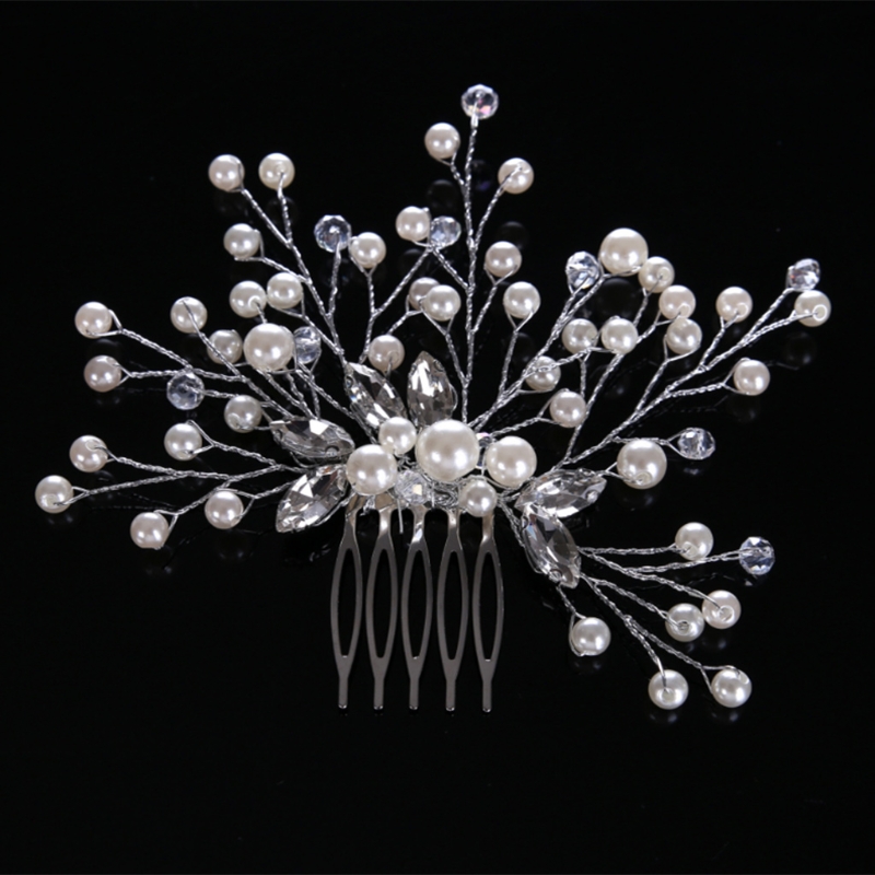 Bridal Pearl Flower Crystal Hair Pin - 3