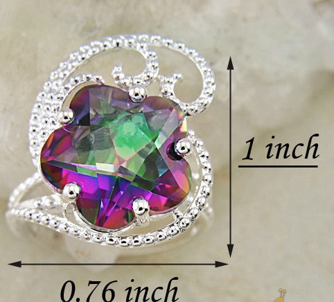 Rainbow colored topaz gemstone ring - 5