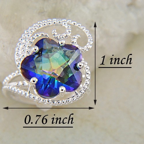 Rainbow colored topaz gemstone ring - 4
