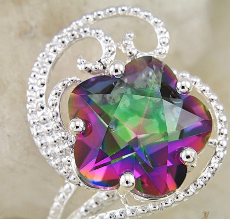 Rainbow colored topaz gemstone ring - 2