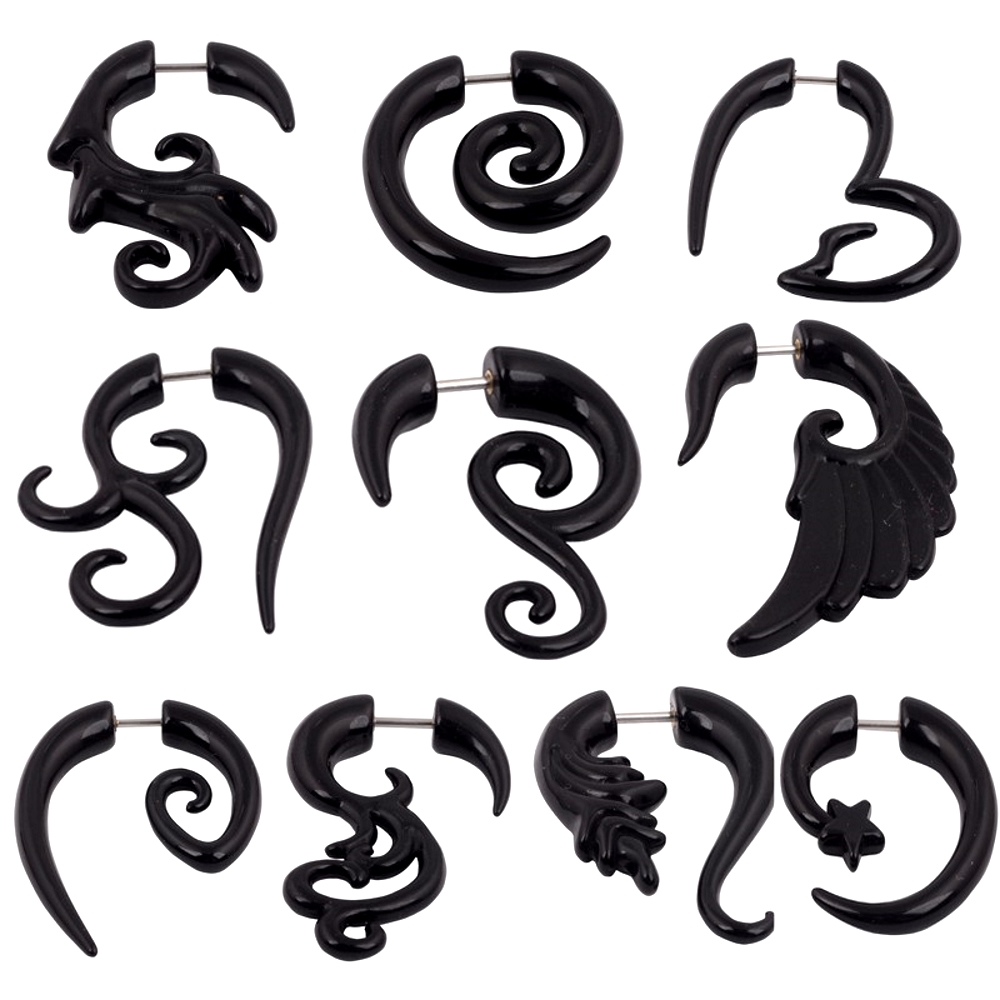 Fake spiral öron taper öron expandrar piercing par (2ST)