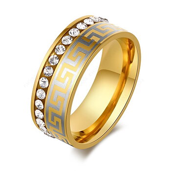 Stainless Steel Ring gold plated CZ