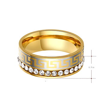 Stainless Steel Ring gold plated CZ