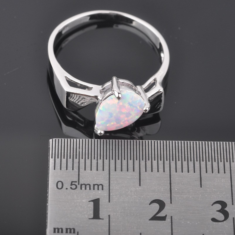 Silver FILLED RING WHITE Fire Opal  - 4