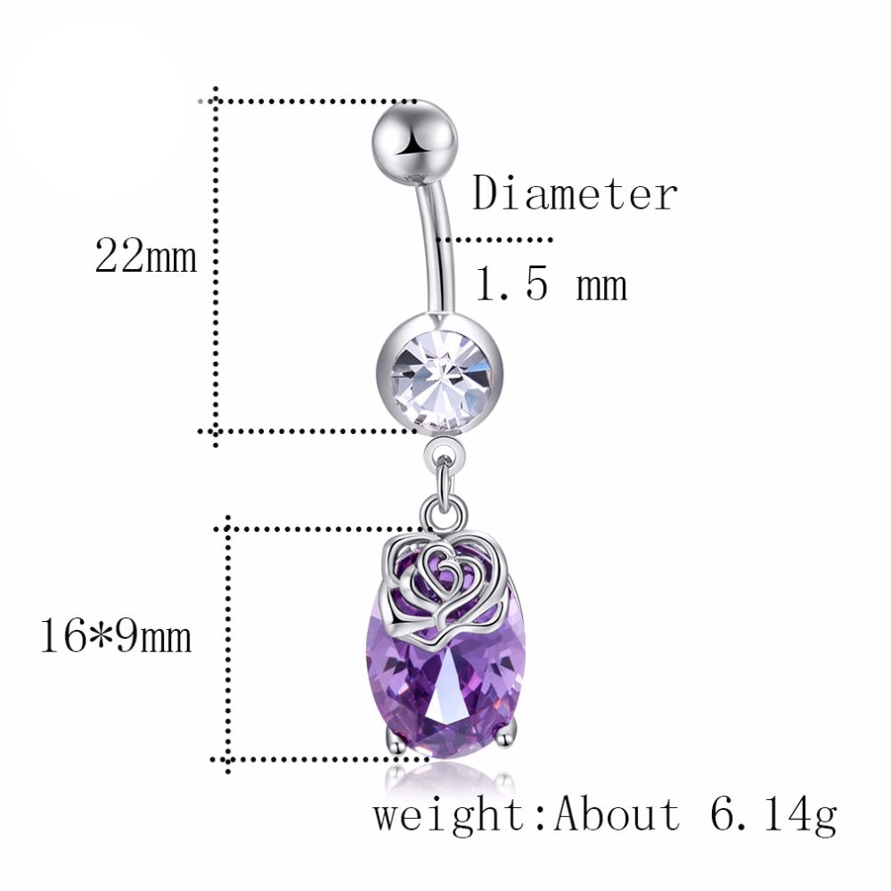 Gold Plated Navel Belly Button Ring Body Piercing Jewelry - 2