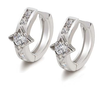 18k WHITE Gold Filled Lady Earrings CZ
