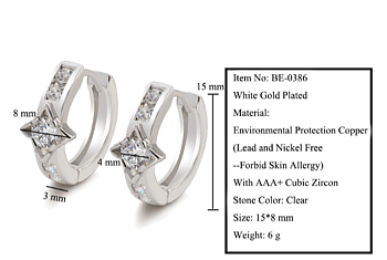 18k WHITE Gold Filled Lady Earrings CZ