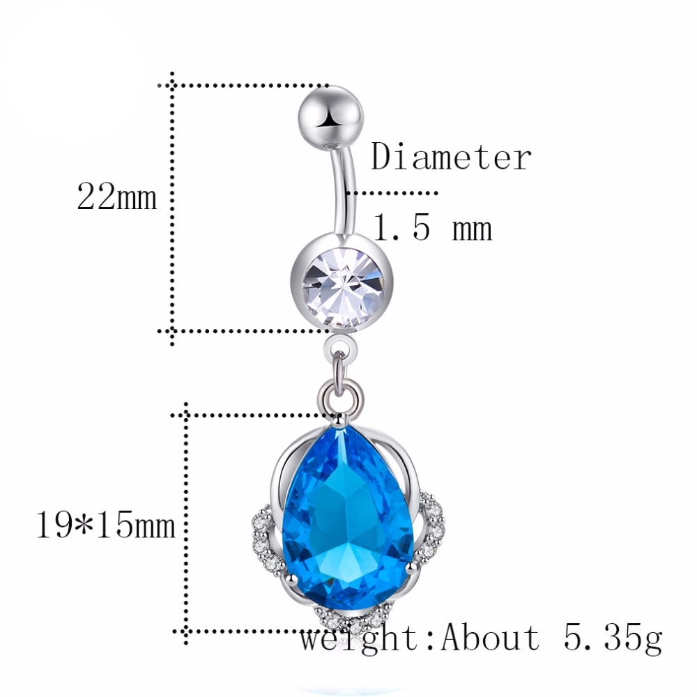 Guldpläterade navelpiercing CZ  - 2