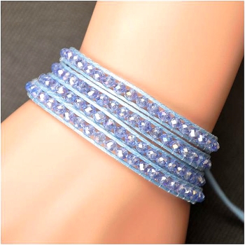 Berlock Armband Handgjorda läder 4 Rad 6mm Kristall - 2