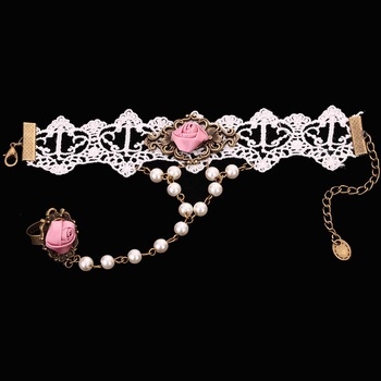 Gothic jewelry lace wrist length bracelet - 5