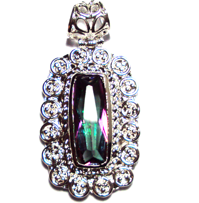 Silver Rainbow colored topaz PENDANT
