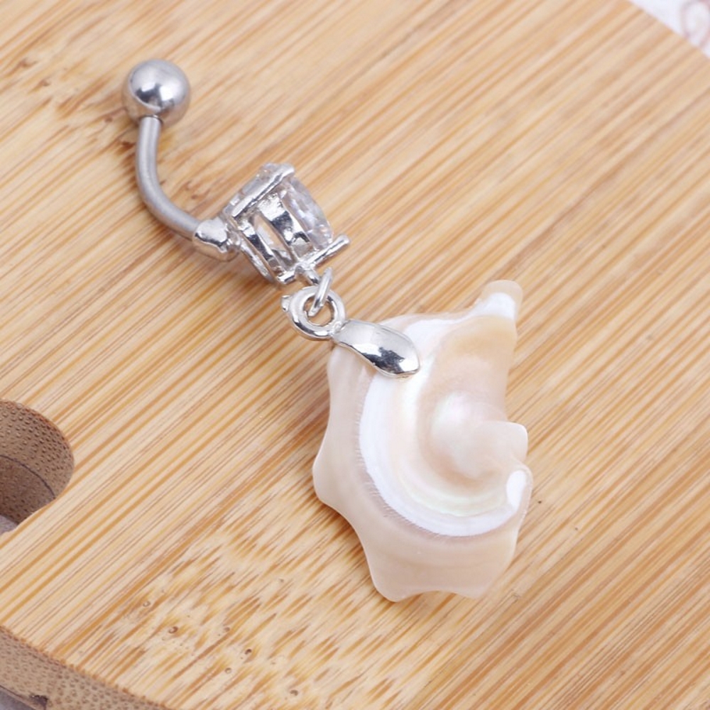 Navel Belly Button Ring Body Piercing Nature Sea Shell - 3