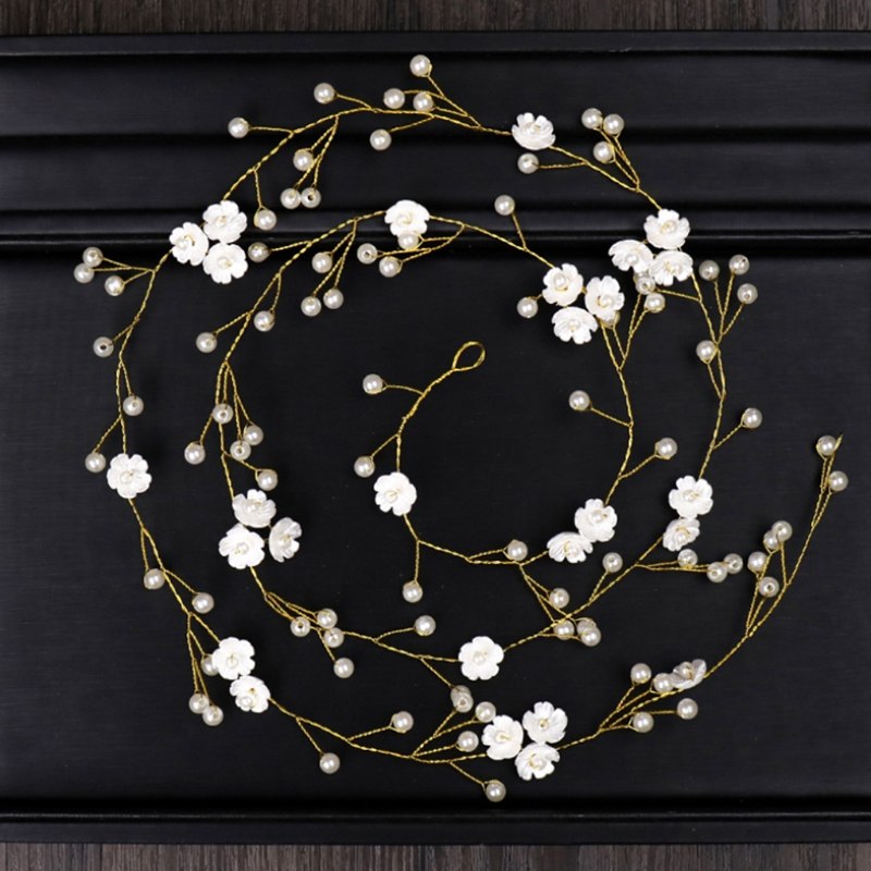 Women Hair Band Bowknot Hairband Wedding Leaf Faux Pearl Crystal