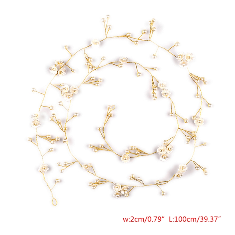 Women Hair Band Bowknot Hairband Wedding Leaf Faux Pearl Crystal - 4