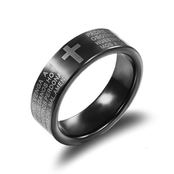 Rostfritt stål ring Kors - 3
