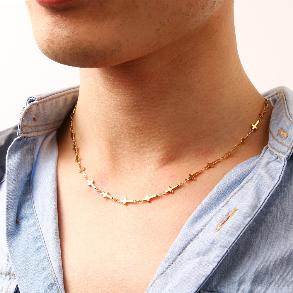 Rostfritt stål HALSBAND Kors - 3