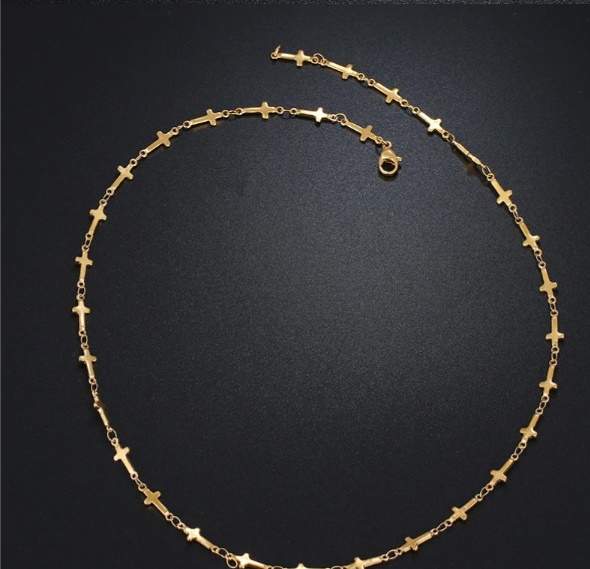 Rostfritt stål HALSBAND Kors - 4