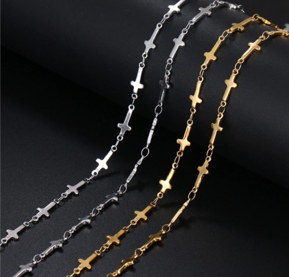 Rostfritt stål HALSBAND Kors - 5