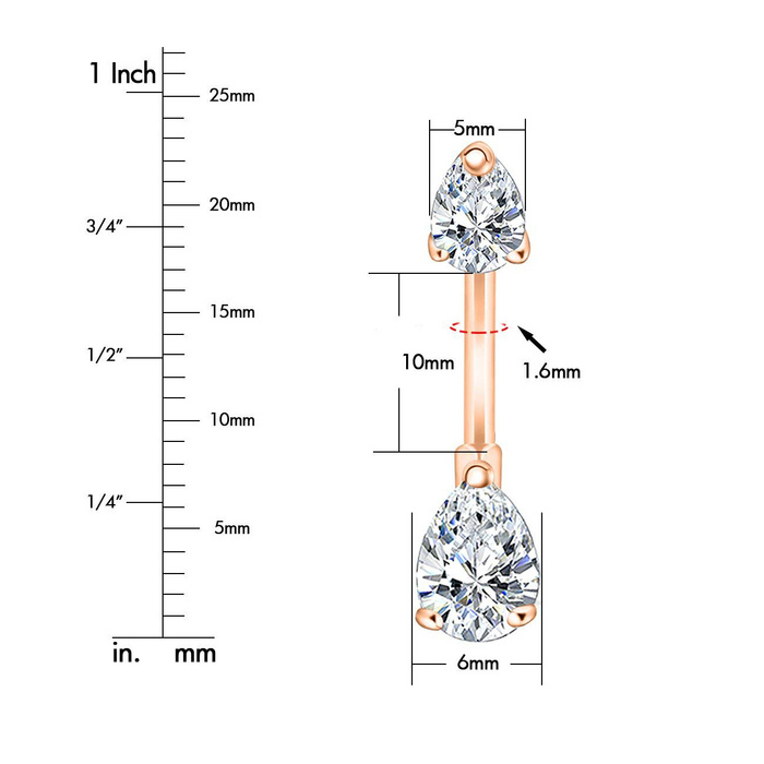 Navelpiercing CZ  - 4