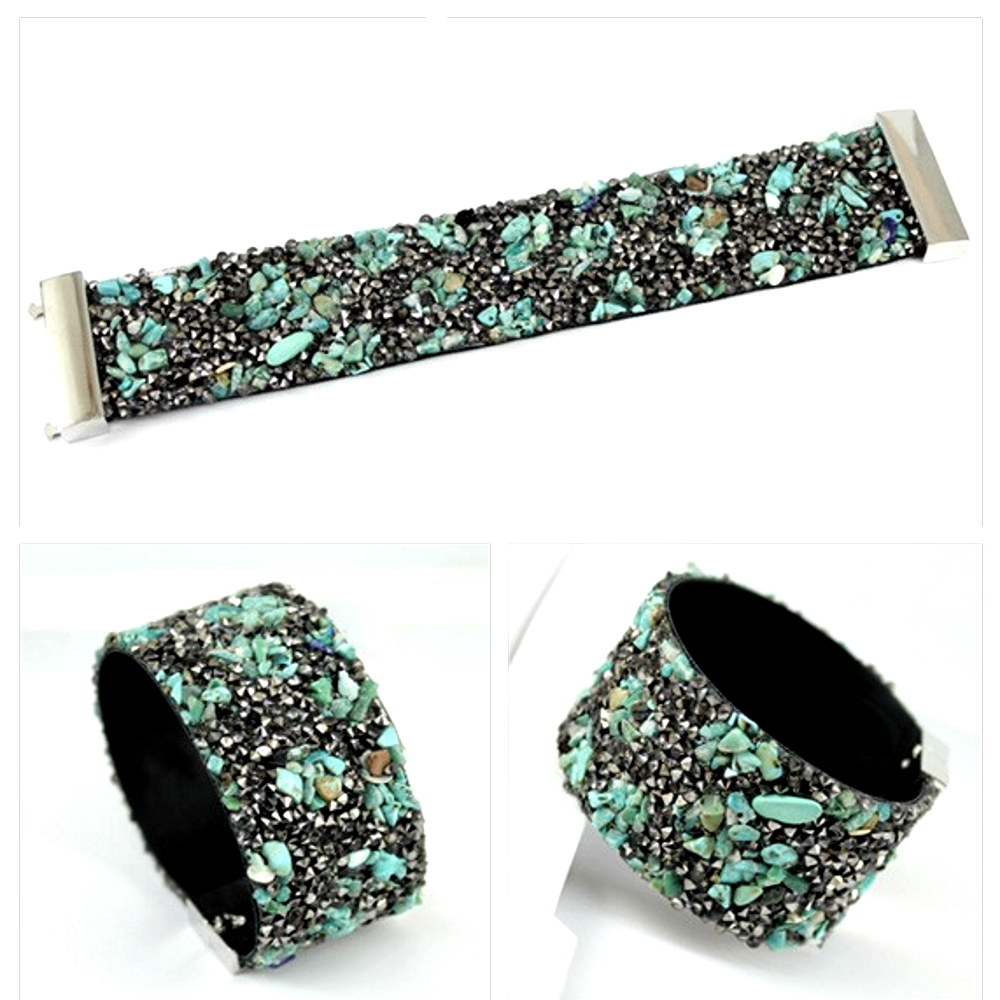Bracelet natural stones leather Crystal  - 2