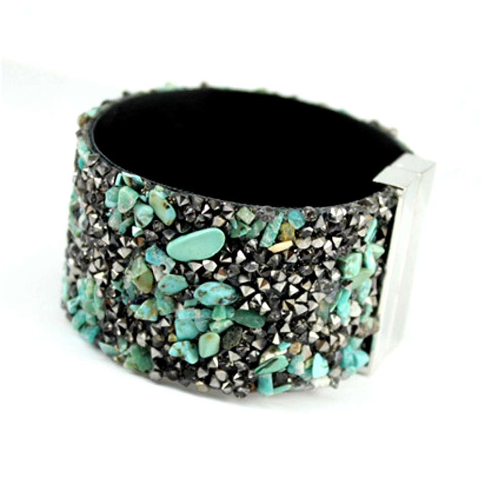 Bracelet natural stones leather Crystal 