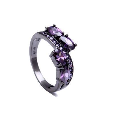 18K SVART Guldfyllda guld Filled gulddoublé Ring Cubic Zirconia - 2